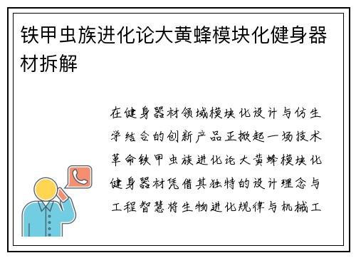 铁甲虫族进化论大黄蜂模块化健身器材拆解